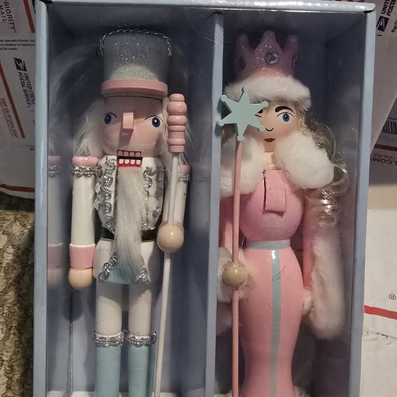 Winter Magic 10" Pastel Pink Candy Nutcracker Set Of 2, Assortment - Picture 1 of 5